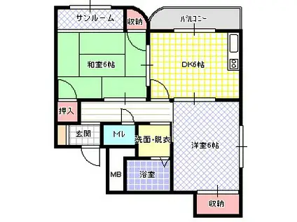 シティライフ林(2DK/1階)の間取り写真