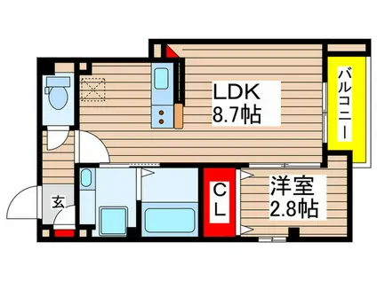 パレス稲毛M(1LDK/4階)の間取り写真