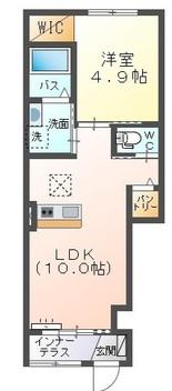 グレイスリー(1LDK/1階)の間取り写真