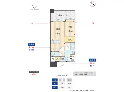 アプリークス平尾山荘通(1LDK/14階)の間取り写真