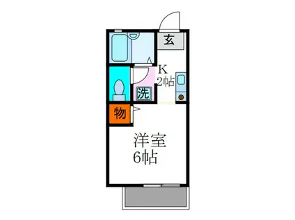 ビオレット(1K/2階)の間取り写真