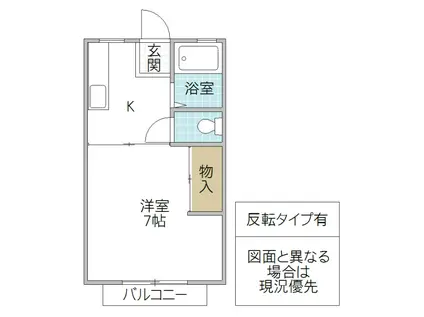 ルミネハイツ A棟(1K/2階)の間取り写真