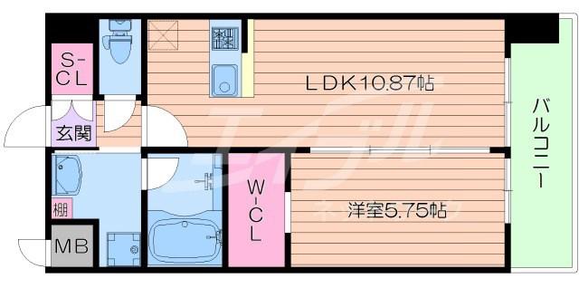 プレジオ内代(1LDK/3階)の間取り写真