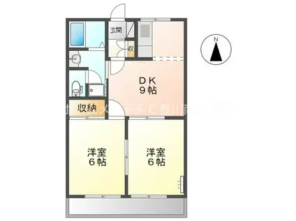 ヒルトップ内張(2DK/2階)の間取り写真