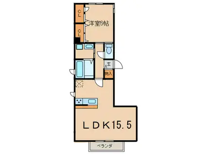 グラード黒川(1LDK/2階)の間取り写真