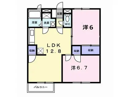 グレープガーデンC(2LDK/2階)の間取り写真