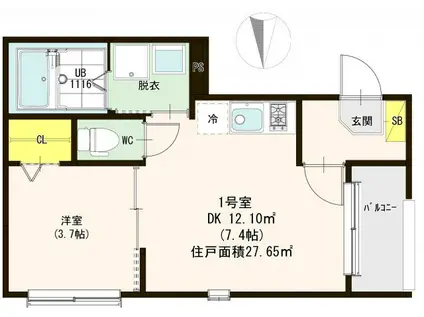CHERRY BLOSSOMS(1DK/2階)の間取り写真