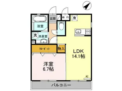 エトワール諫早(1LDK/3階)の間取り写真