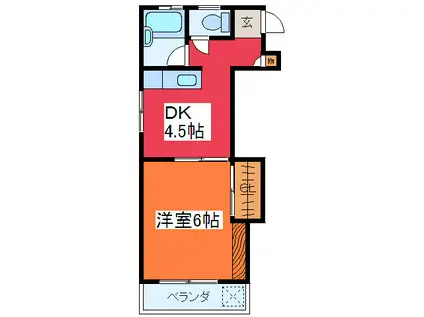 ブレスデン・ヴィーヌ(1DK/3階)の間取り写真