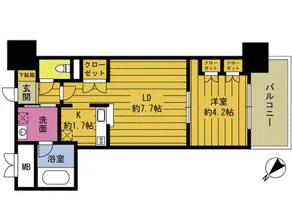 RJRプレシア大分駅前(1LDK/11階)の間取り写真