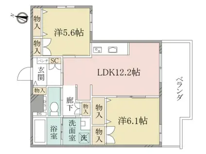 ヘーベルヴィレッジ三軒茶屋SVILLAGE TAIS(2LDK/4階)の間取り写真