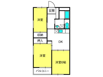 パークヒルズ大宮C(3DK/2階)の間取り写真