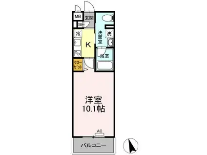 ニシコービルディング門司(1K/1階)の間取り写真