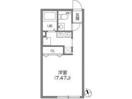 ZESTY神楽坂I(ワンルーム/4階)の間取り写真