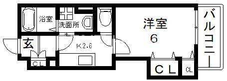 クリエオーレ小若江(1K/2階)の間取り写真