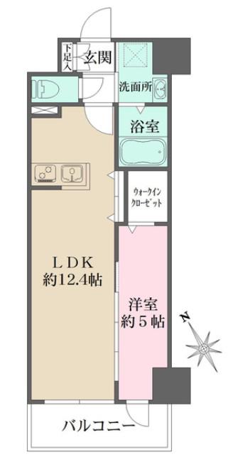 エヌフラッツ横浜関内II(1LDK/3階)の間取り写真