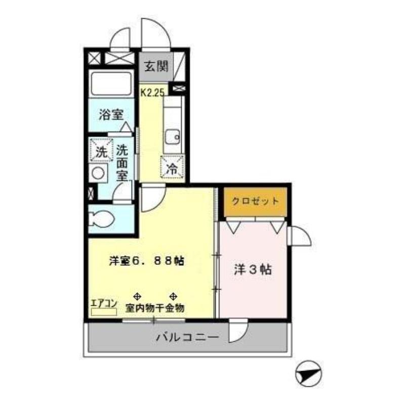 トレビナ中浦和(2K/3階)の間取り写真