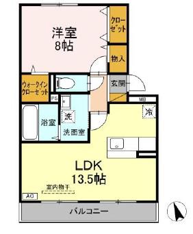 リビングタウン稲毛の杜C(1LDK/2階)の間取り写真