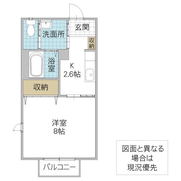 アンズコートB(1K/1階)の間取り写真