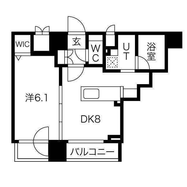 ラ・クラッセ札幌大通ウエスト(1LDK/9階)の間取り写真