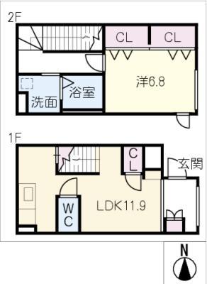 CALM SEIS(1LDK/2階)の間取り写真
