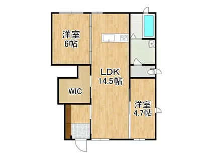 クレセオ西長瀬(2LDK/1階)の間取り写真