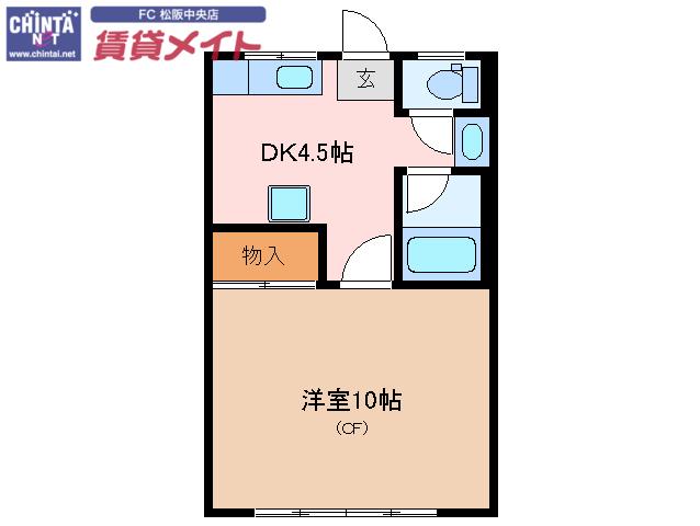プラザ14(1DK/1階)の間取り写真