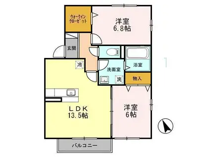 リビングタウン飯岡新田II(2LDK/1階)の間取り写真