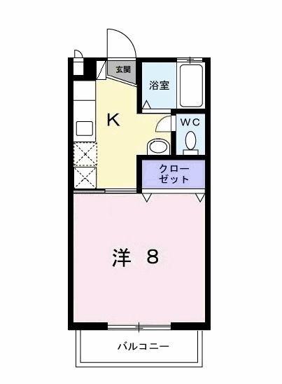 サンハイツ長者ヶ台B(1K/1階)の間取り写真