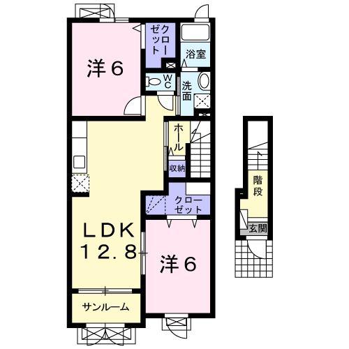 カレント・ベルデ(2LDK/2階)の間取り写真