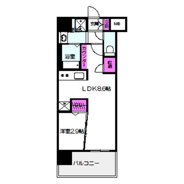 コンフォリア・リヴ京橋(1LDK/3階)の間取り写真