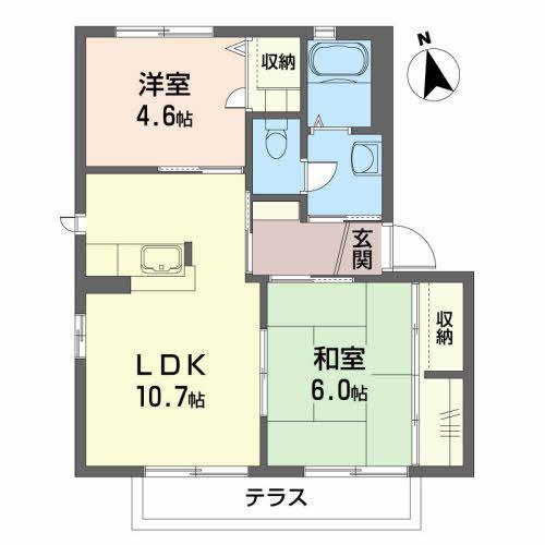 梧桐の杜 壱番館(2LDK/1階)の間取り写真