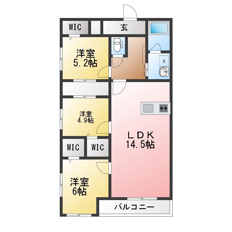 リバブル富士見台(3LDK/5階)の間取り写真