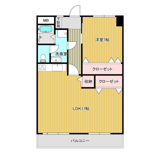 栄光下関ビル(1LDK/7階)の間取り写真