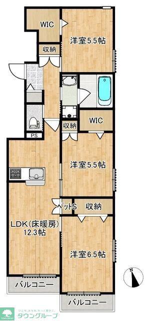 南葛西テラス(3LDK/2階)の間取り写真