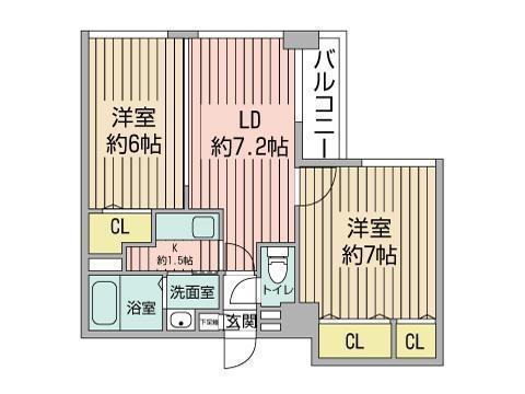 KDXレジデンス南三条(2DK/11階)の間取り写真