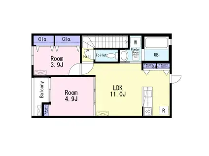 EVER LIFE大久保II(2LDK/2階)の間取り写真