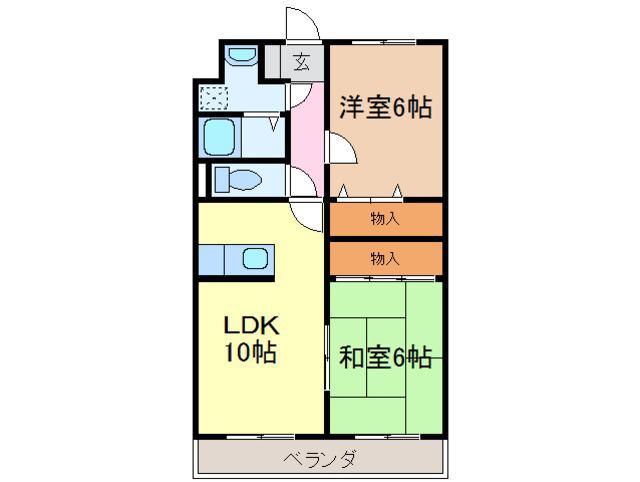 青葉ハイツⅡ(2LDK/3階)の間取り写真
