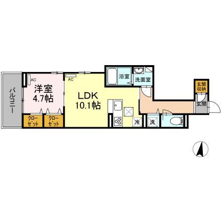 アンジュール大谷口(1LDK/1階)の間取り写真