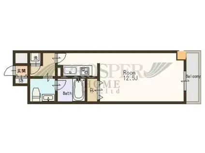 シティヒルズ安堂寺(1K/5階)の間取り写真