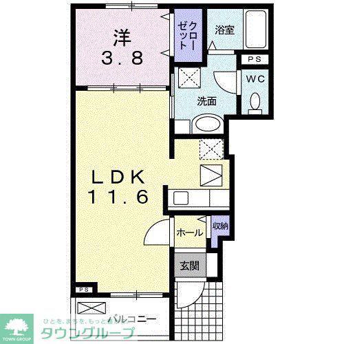 KS・リーフ(1LDK/1階)の間取り写真
