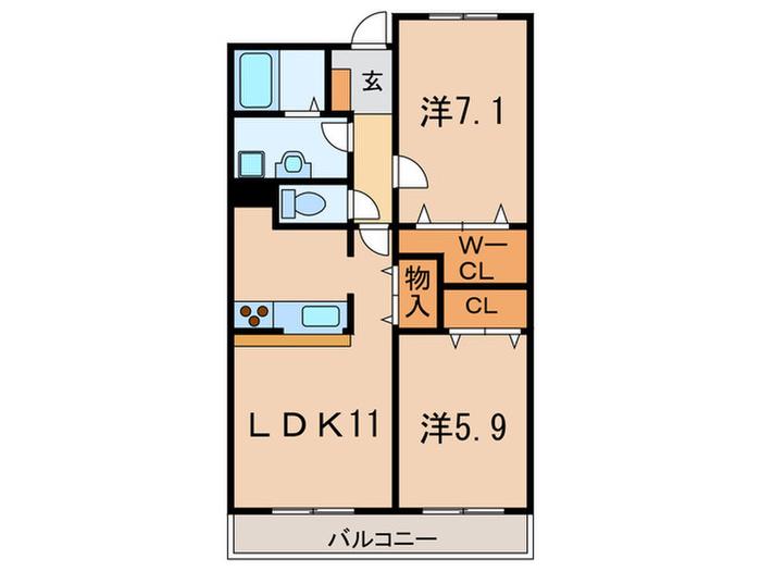 プラムガーデン(2LDK/2階)の間取り写真