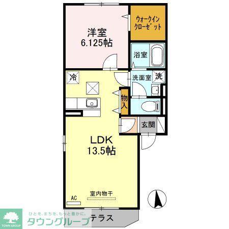 プランドール岩野木(1LDK/1階)の間取り写真