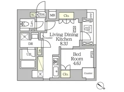アジールコート松濤(1LDK/12階)の間取り写真