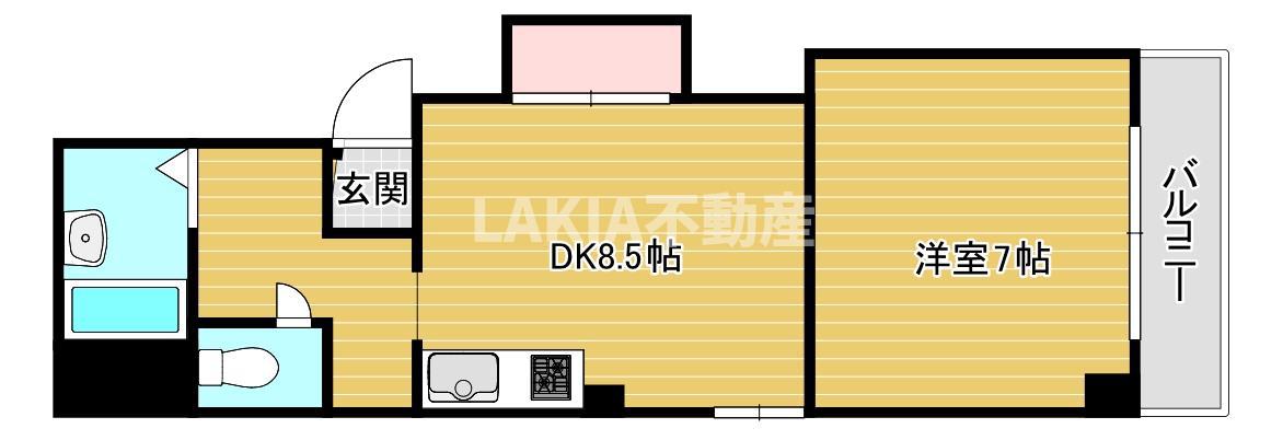 第2ミナトレジデンス(1DK/2階)の間取り写真