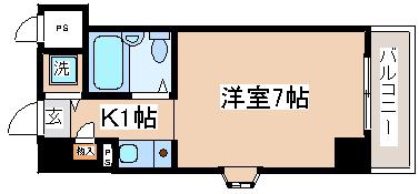 ハーバーヒル大倉山(1K/3階)の間取り写真