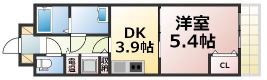 アウラ新深江(1DK/8階)の間取り写真