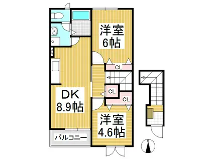 グランプレーヌ新子田 A(2DK/2階)の間取り写真