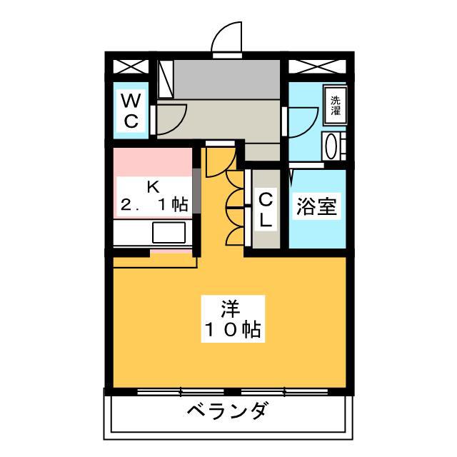 ウッドヴィレッジIII(1K/2階)の間取り写真