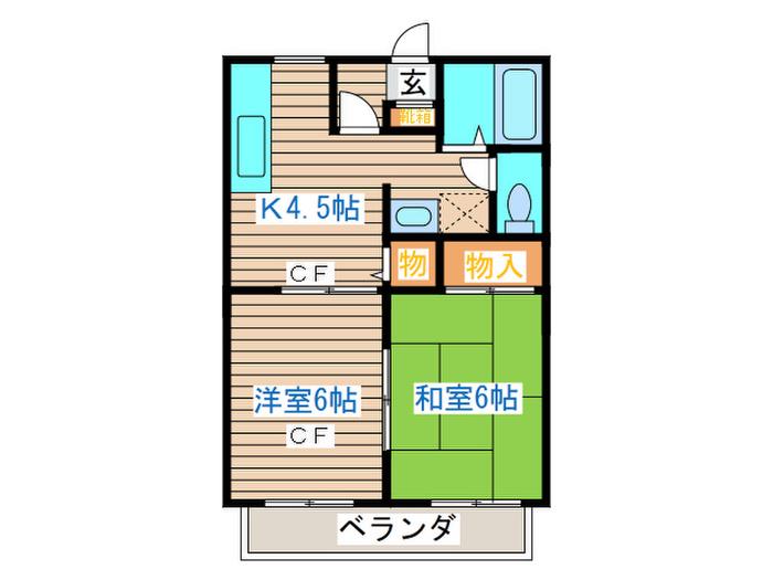 アーバンハイツ名取(2K/2階)の間取り写真
